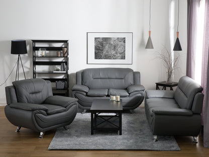  Sofa 2 Seater LEIRA Faux Leather Grey
