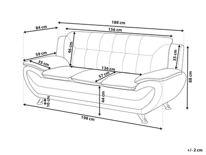  Sofa 3 Seater LEIRA Faux Leather Black