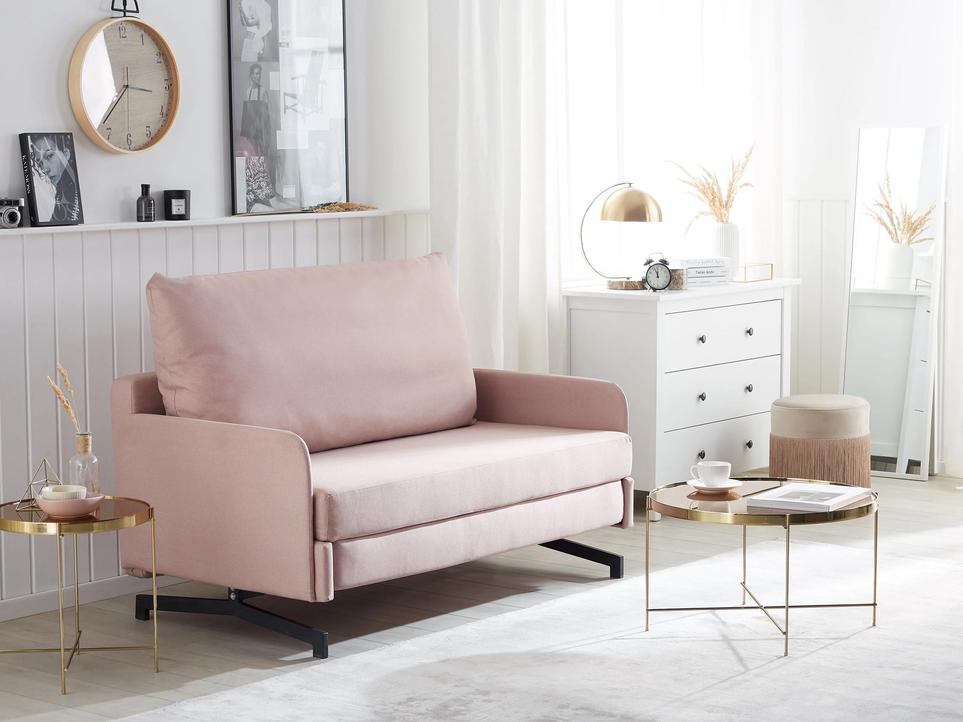  Sofa Bed 2 Seater BELFAST Fabric Pink