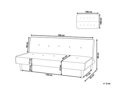  Sofa Bed 3 Seater VISBY Fabric Dark Grey