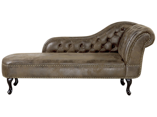  Right-Hand Chaise Lounge NIMES Faux Suede Brown