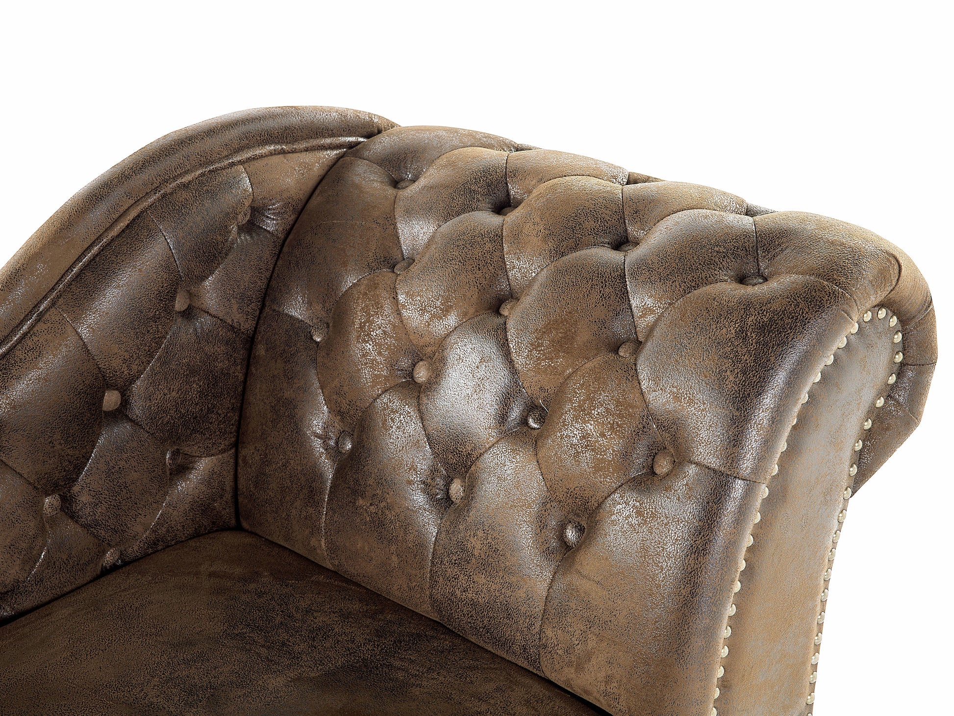 Right-Hand Chaise Lounge NIMES Faux Suede Brown