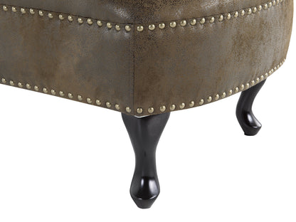  Right-Hand Chaise Lounge NIMES Faux Suede Brown
