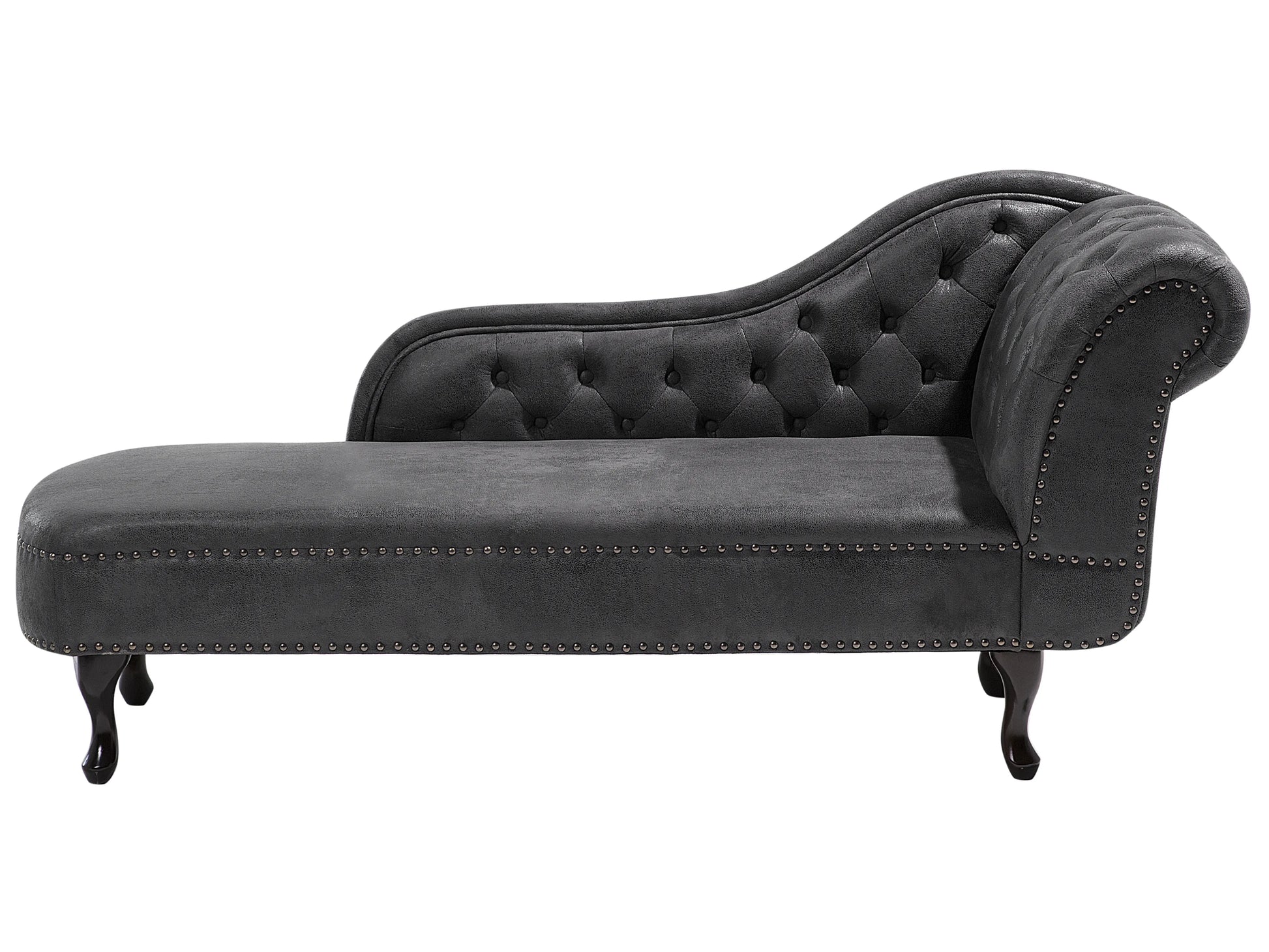  Right-Hand Chaise Lounge NIMES Faux Suede Dark Grey