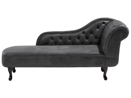  Right-Hand Chaise Lounge NIMES Faux Suede Dark Grey