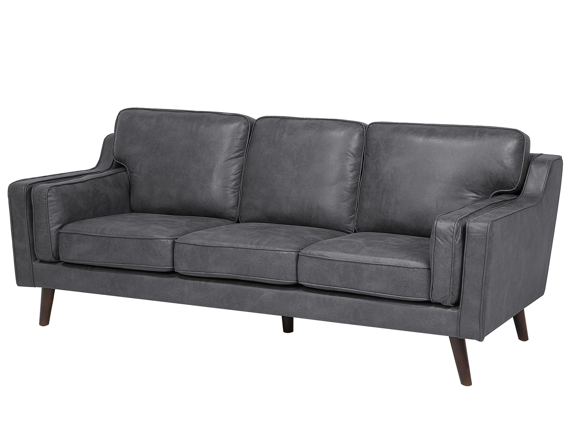  Sofa 3 Seater LOKKA Faux Leather Grey