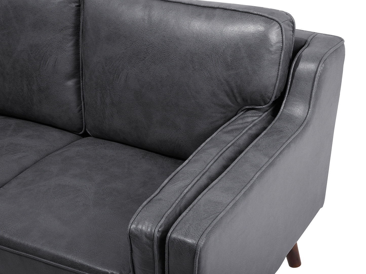  Sofa 3 Seater LOKKA Faux Leather Grey