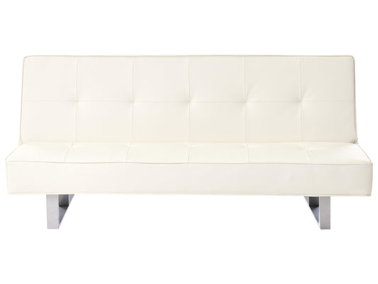  Sofa Bed 3 Seater DERBY Faux Leather White