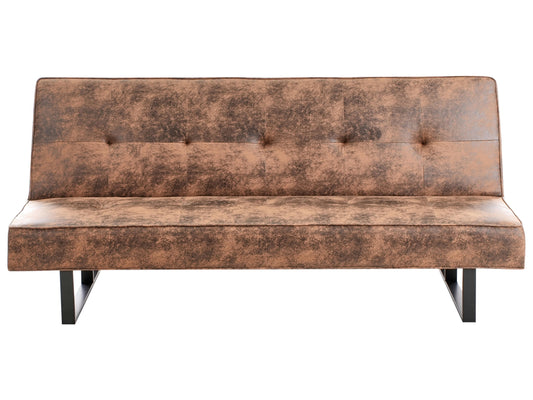  Sofa Bed 3 Seater DERBY Faux Leather Golden Brown