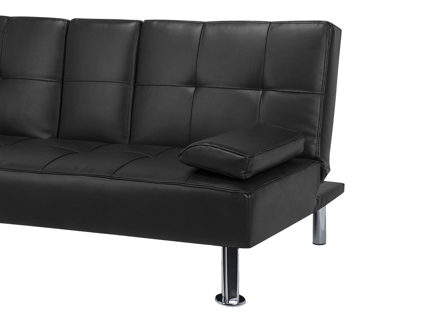  Sofa Bed 3 Seater ROXEN Faux Leather Black