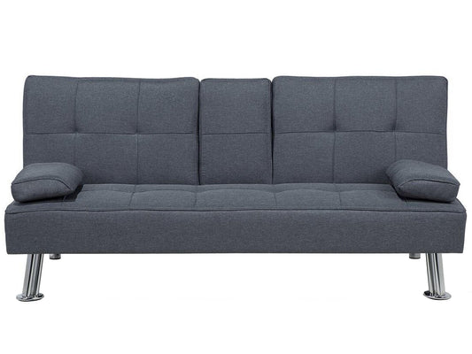  Sofa Bed 3 Seater ROXEN Fabric Dark Grey