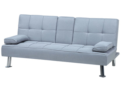  Sofa Bed 3 Seater ROXEN Fabric Light Grey