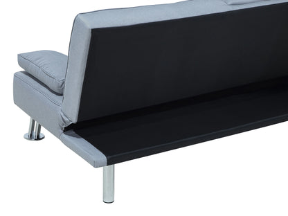  Sofa Bed 3 Seater ROXEN Fabric Light Grey