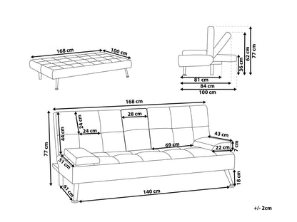  Sofa Bed 3 Seater ROXEN Fabric Light Grey