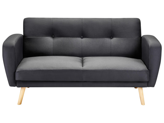  Sofa Bed 2 Seater FLORLI Fabric Black