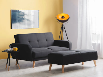  Sofa Bed 2 Seater FLORLI Fabric Black