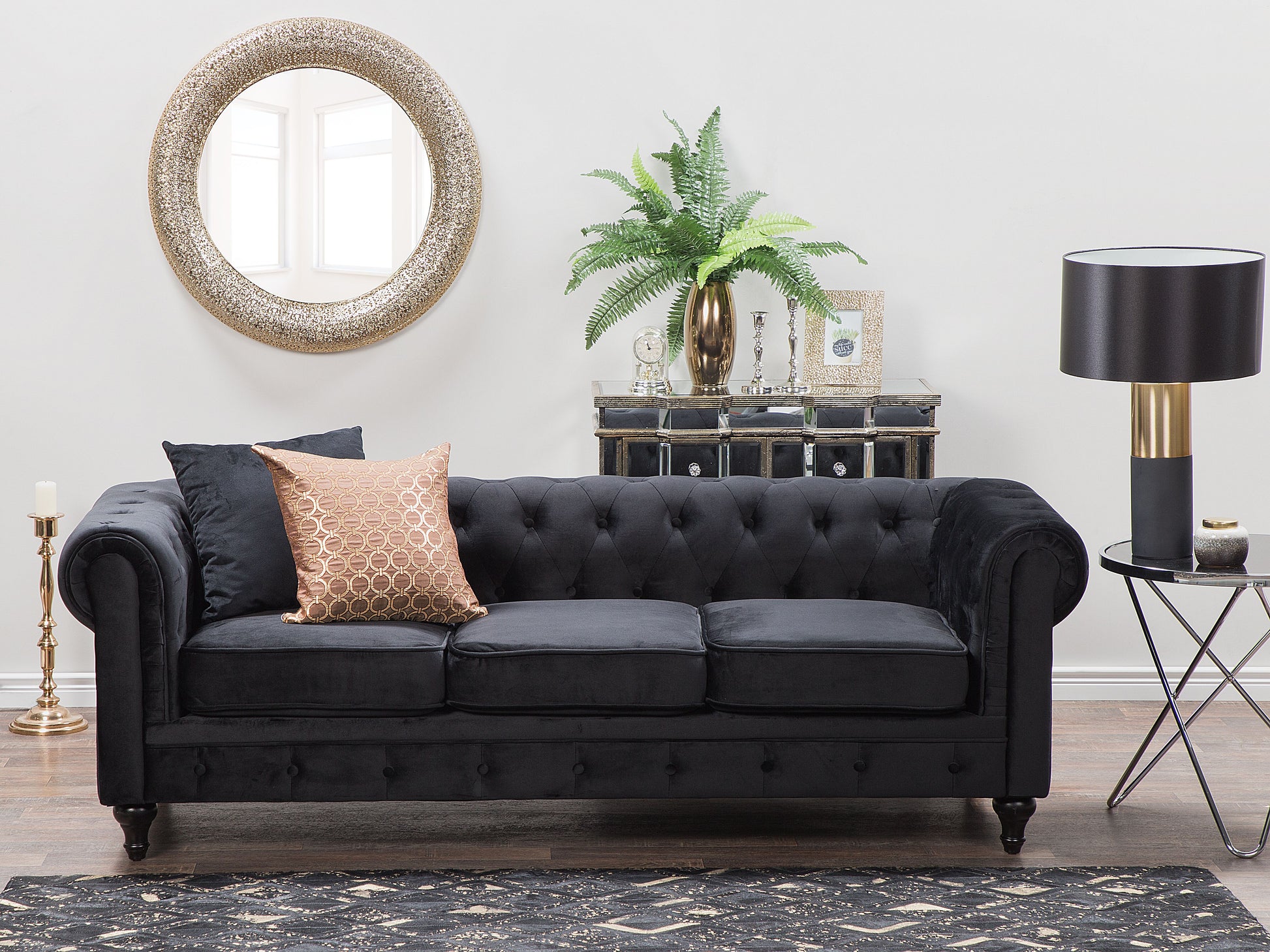  Sofa 3 Seater CHESTERFIELD Velvet Black