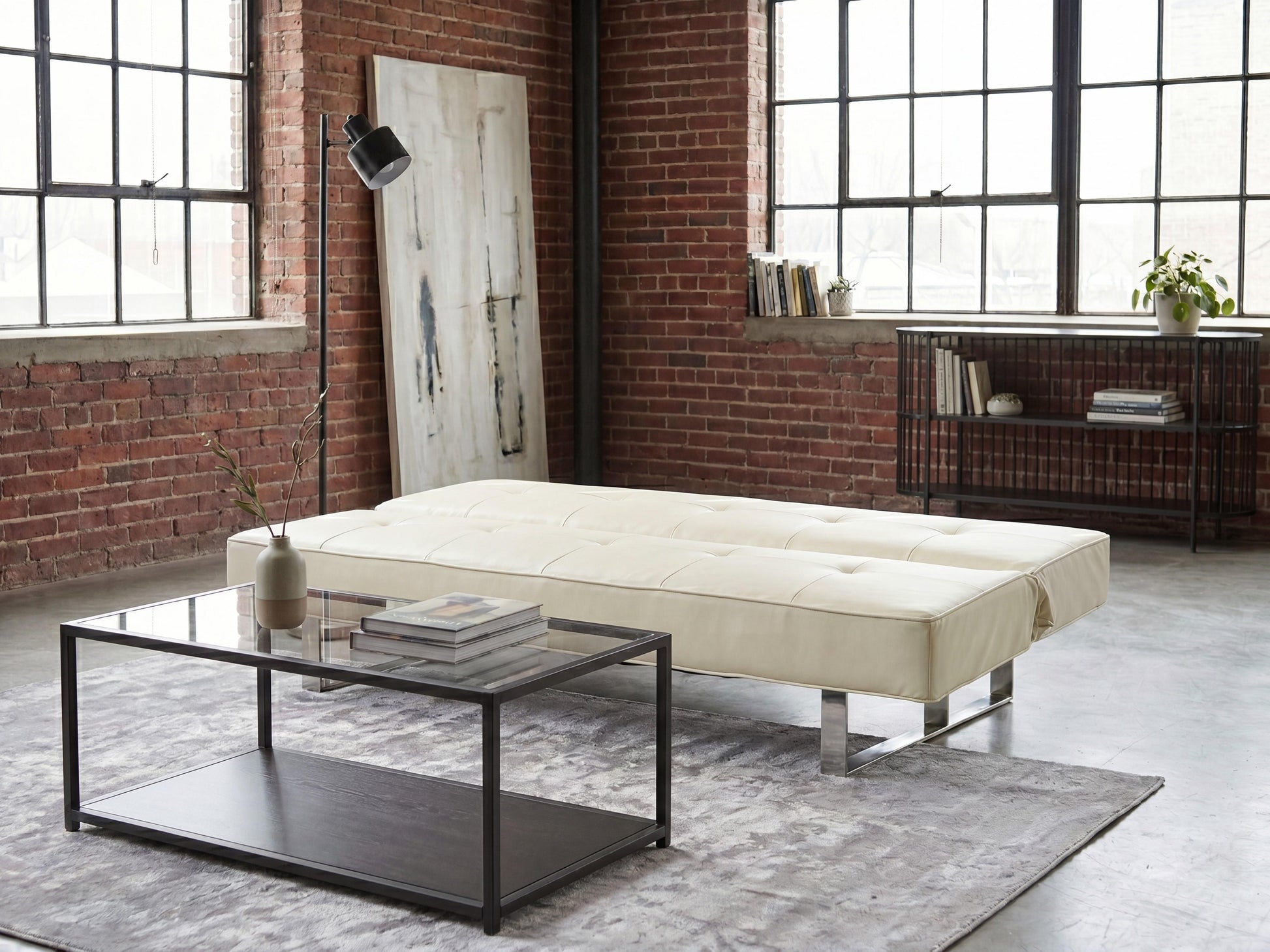 Sofa Bed 3 Seater DERBY Faux Leather White