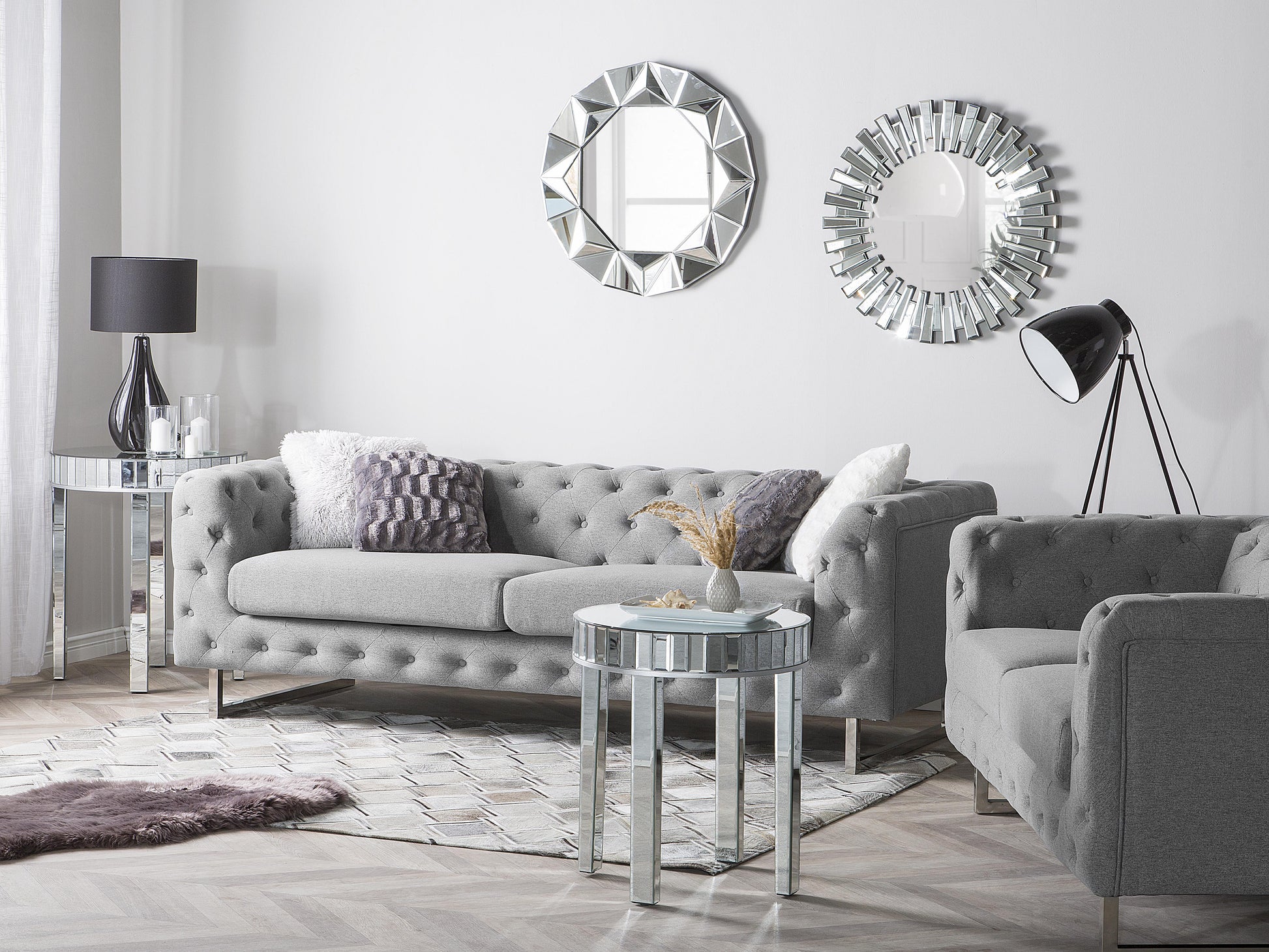 Sofa 3 Seater VISSLAND Fabric Light Grey