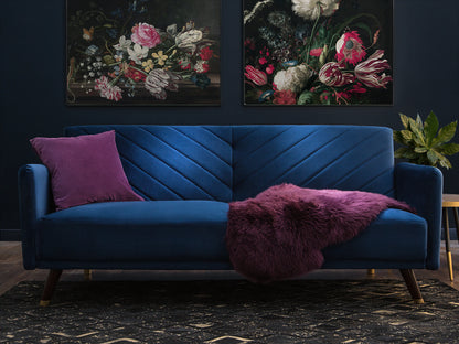  Sofa Bed 3 Seater SENJA Velvet Navy Blue