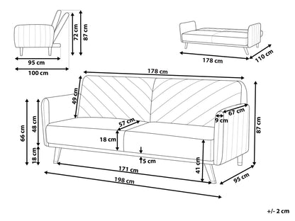  Sofa Bed 3 Seater SENJA Velvet Grey