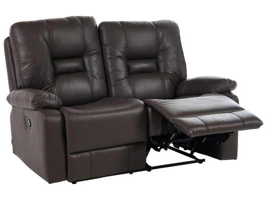  Manual Recliner Sofa 2 Seater BERGEN Faux Leather Brown