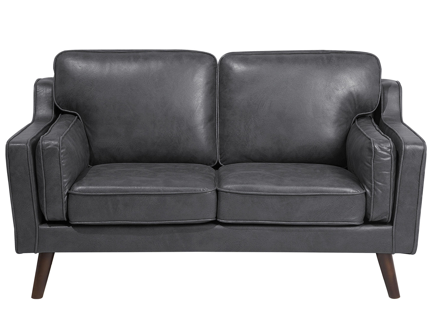  Sofa 2 Seater LOKKA Faux Leather Grey