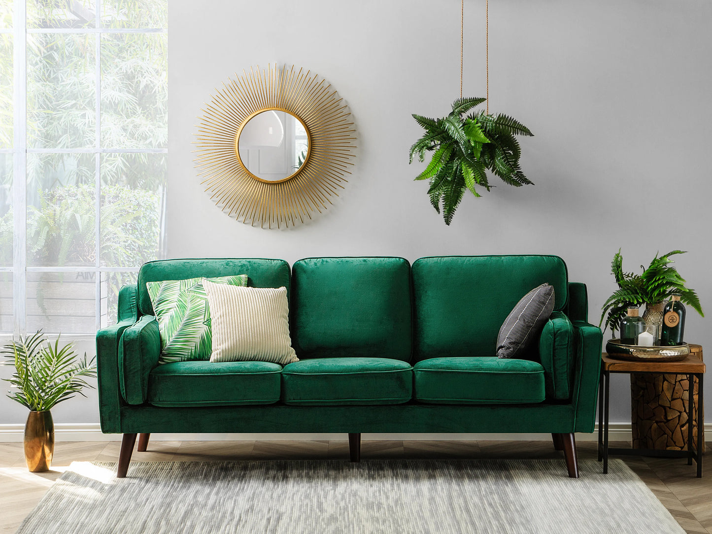  Sofa 3 Seater LOKKA Velvet Emerald Green