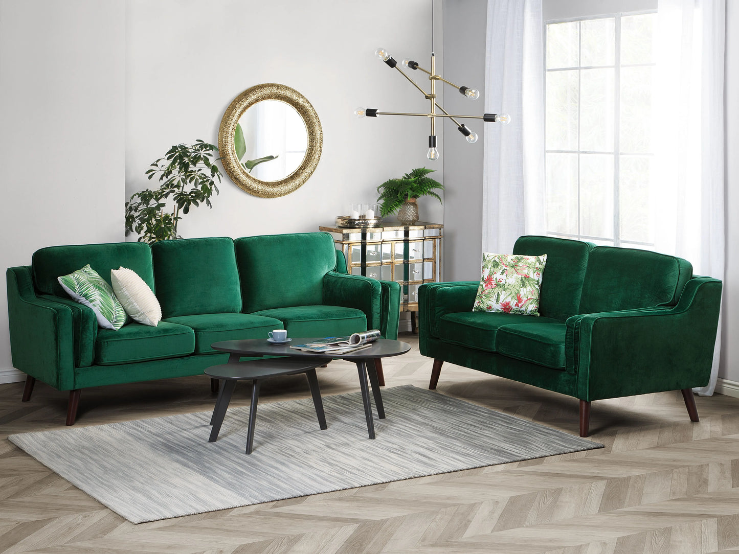  Sofa 3 Seater LOKKA Velvet Emerald Green