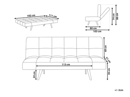  Sofa Bed 2 Seater INGARO Fabric Multicolour