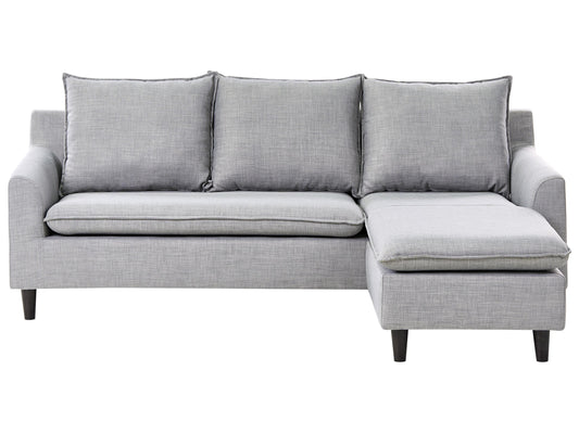  Corner Sofa 3 Seater ELVENES Fabric Light Grey Left Hand