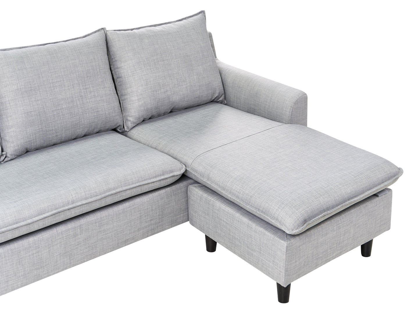  Corner Sofa 3 Seater ELVENES Fabric Light Grey Left Hand