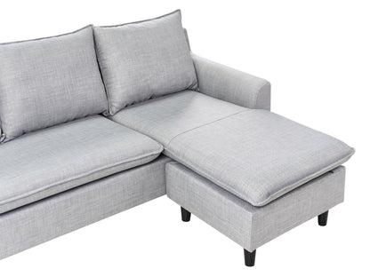  Corner Sofa 3 Seater ELVENES Fabric Light Grey Left Hand