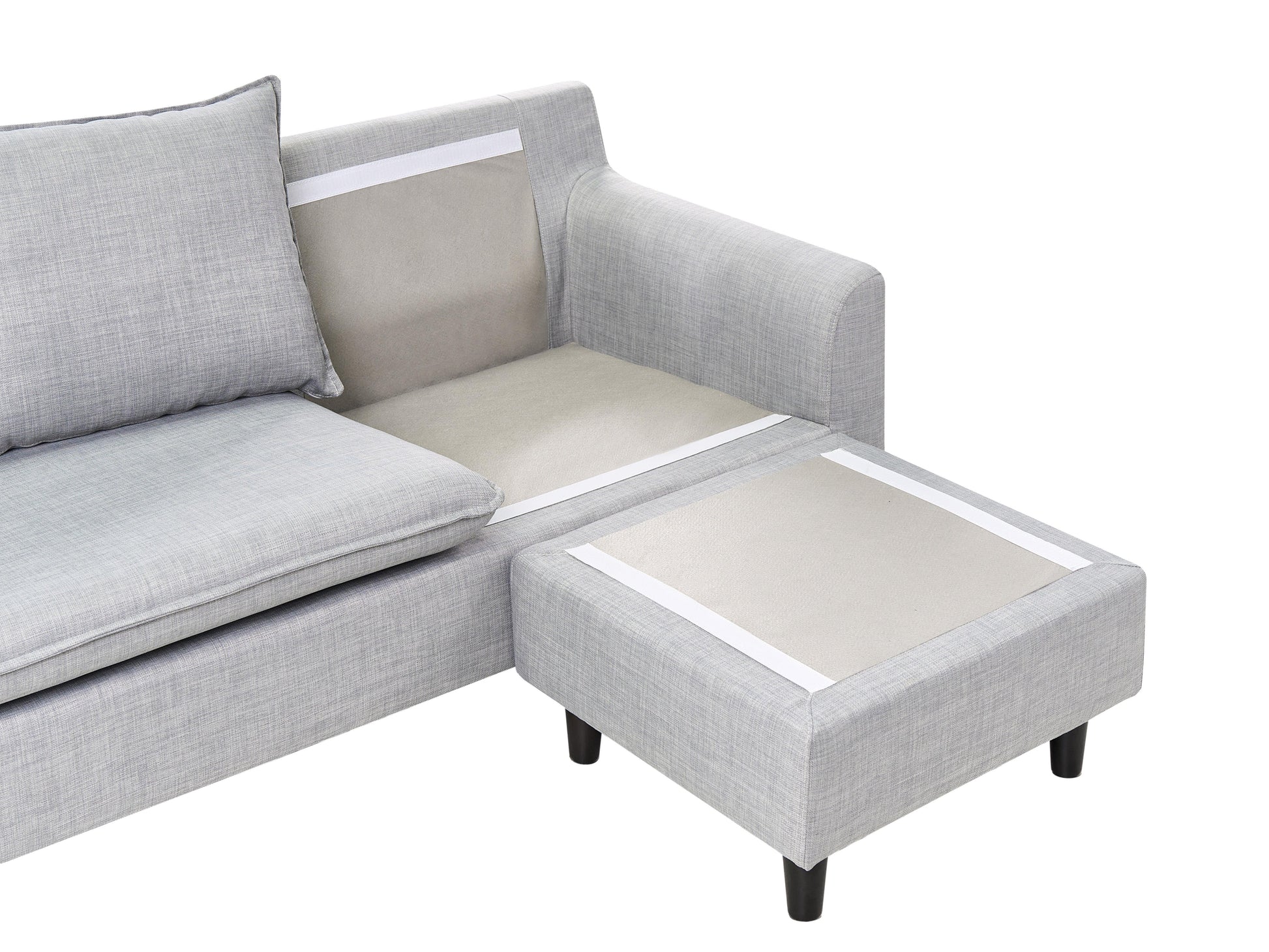  Corner Sofa 3 Seater ELVENES Fabric Light Grey Left Hand