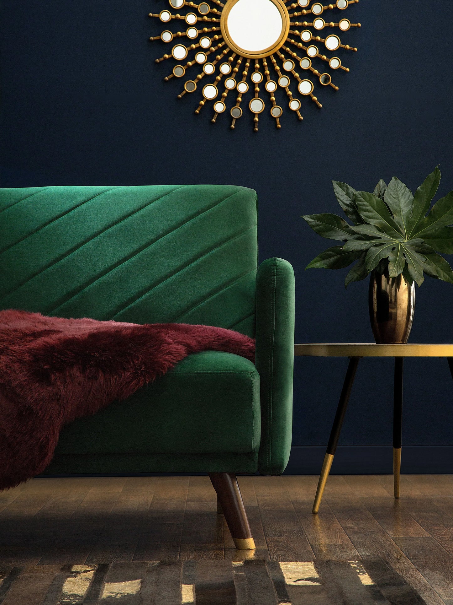  Sofa Bed 3 Seater SENJA Velvet Emerald Green