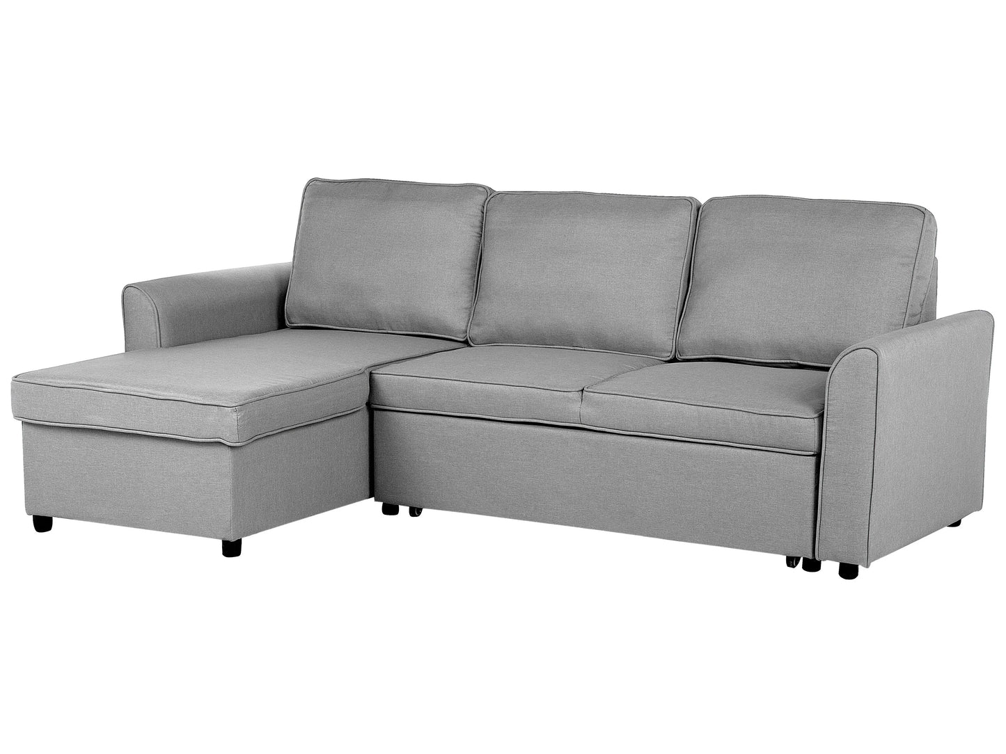  Corner Sofa Bed 3 Seater NESNA Fabric Light Grey With Storage Right Hand