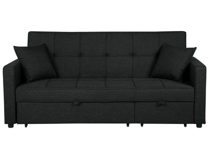  Sofa Bed 3 Seater GLOMMA Fabric Black