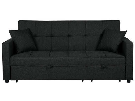  Sofa Bed 3 Seater GLOMMA Fabric Black