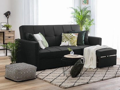  Sofa Bed 3 Seater GLOMMA Fabric Black