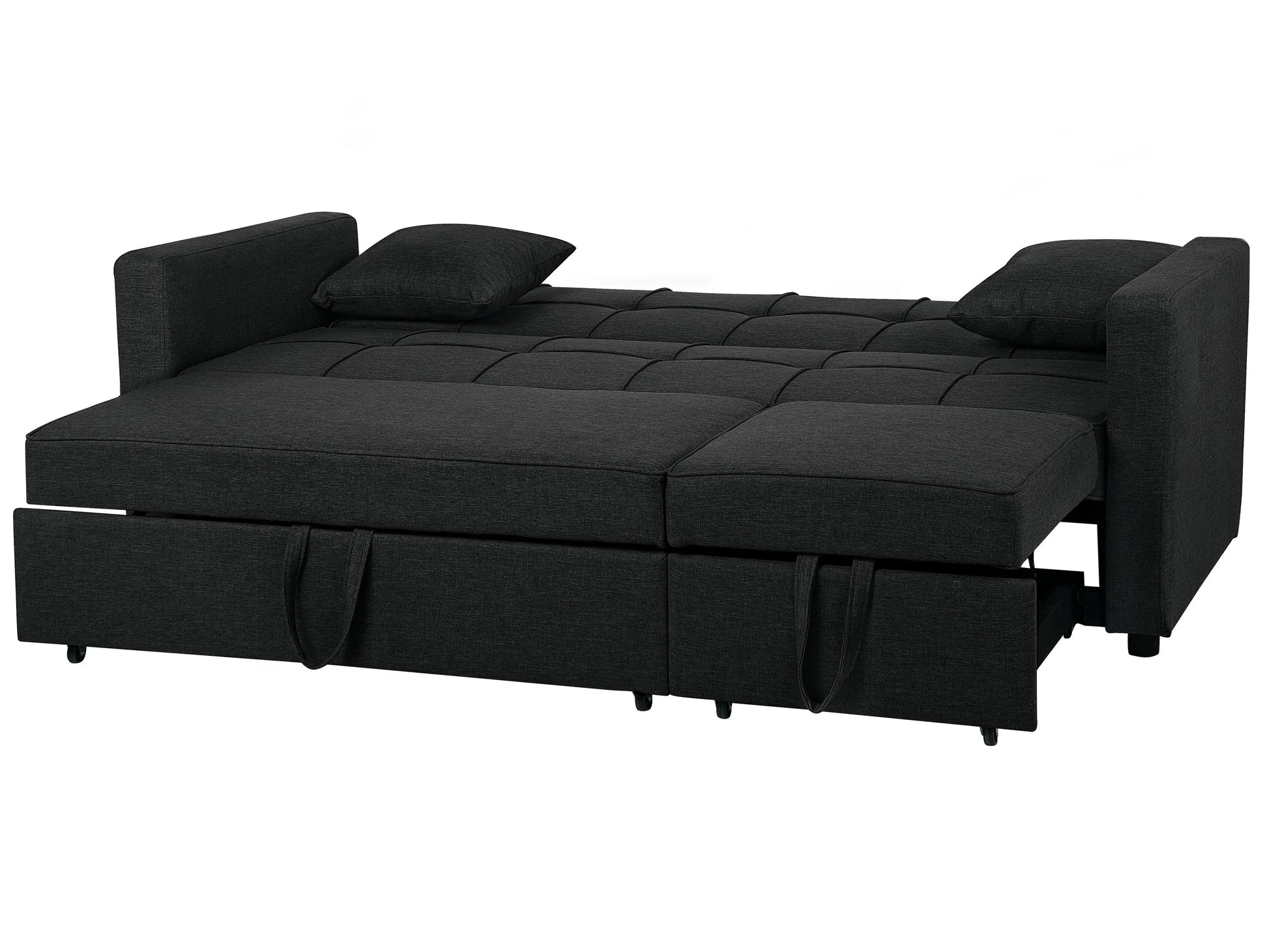  Sofa Bed 3 Seater GLOMMA Fabric Black