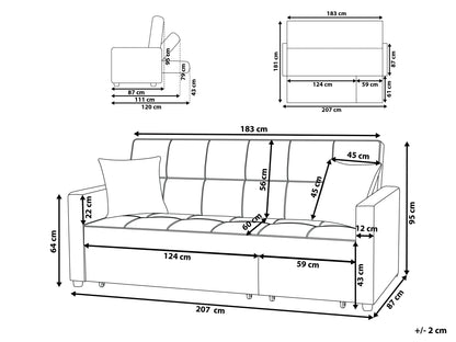  Sofa Bed 3 Seater GLOMMA Fabric Black