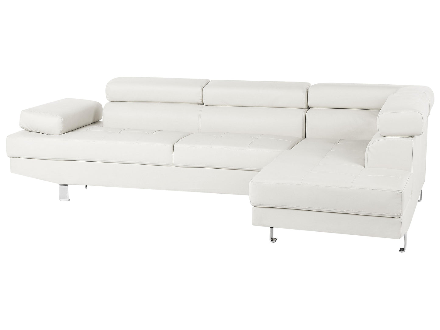  Corner Sofa 5 Seater NORREA Faux Leather White Left Hand