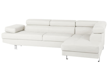  Corner Sofa 5 Seater NORREA Faux Leather White Left Hand