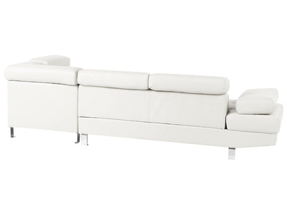  Corner Sofa 5 Seater NORREA Faux Leather White Left Hand