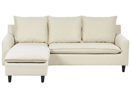  Corner Sofa 3 Seater ELVENES Fabric Light Beige Right Hand