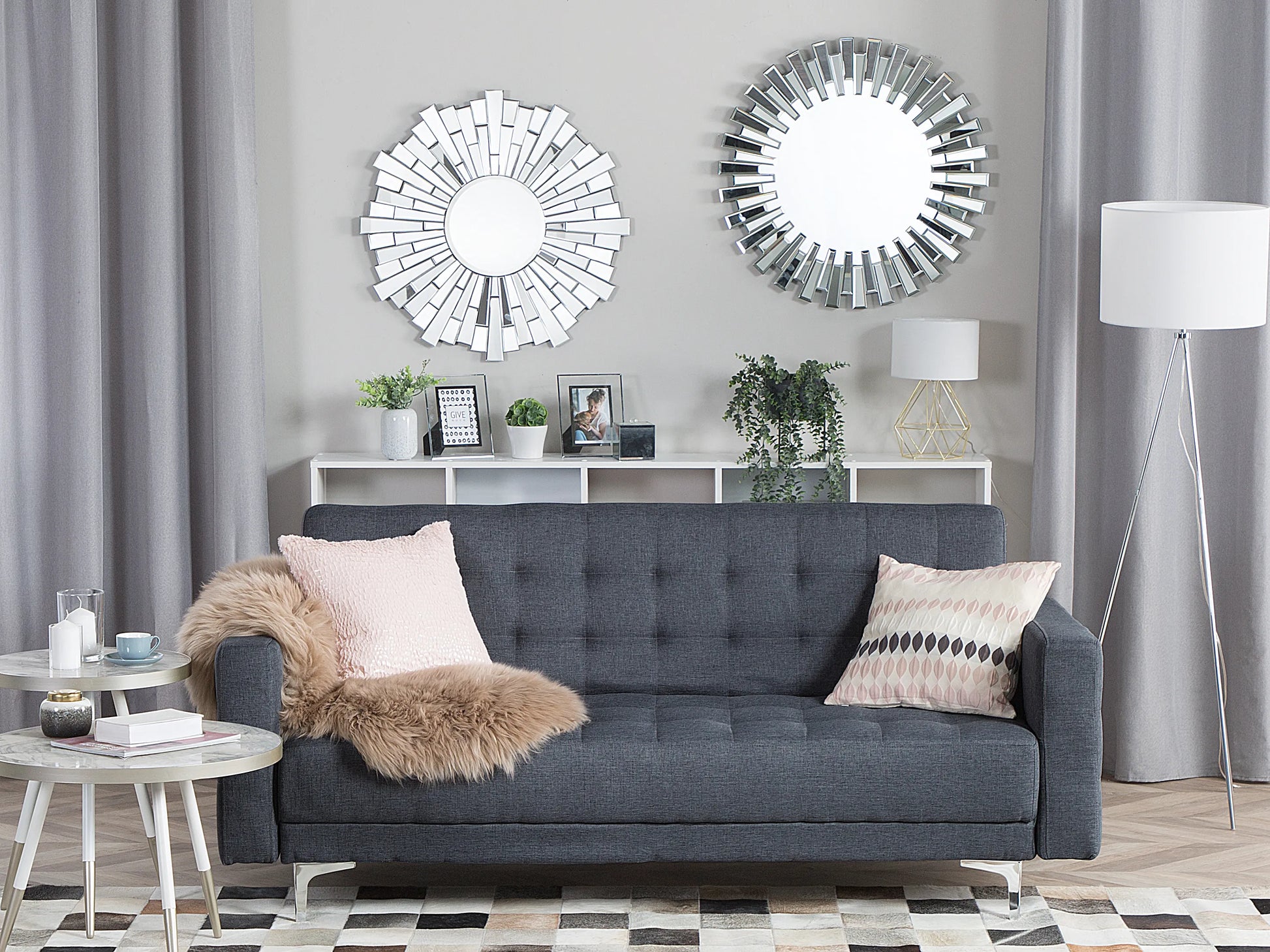  Sofa Bed 3 Seater ABERDEEN Fabric Dark Grey