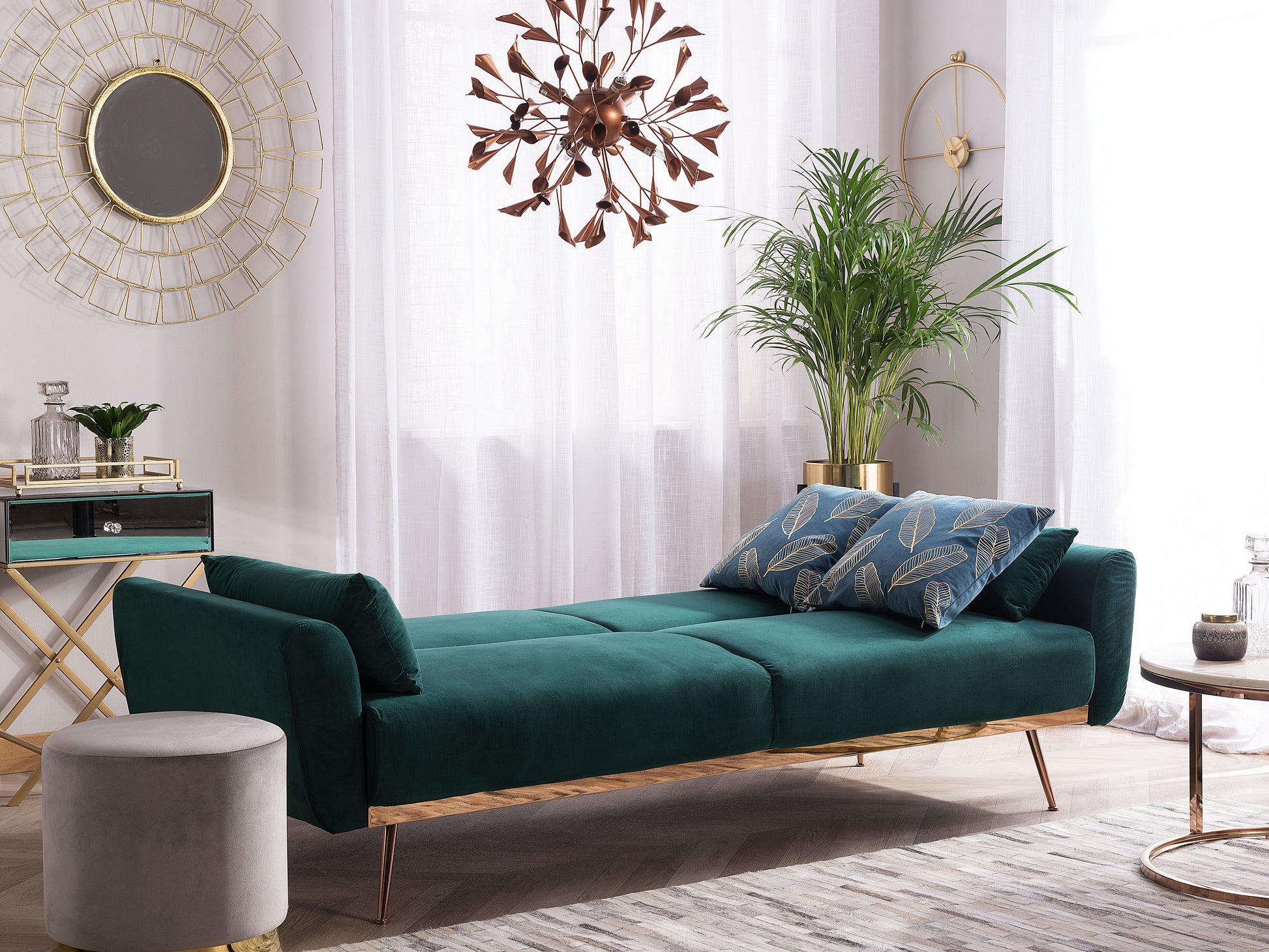  Sofa Bed 3 Seater EINA Velvet Emerald Green