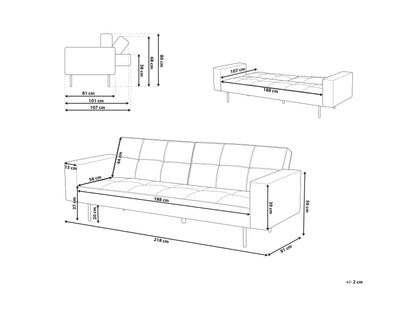  Sofa Bed 3 Seater VISNES Velvet Grey