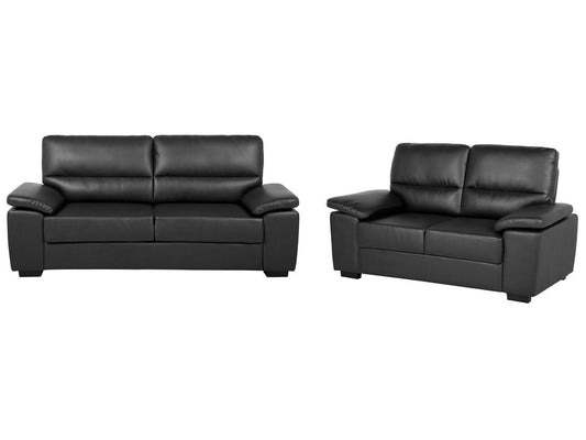  Living Room Set 5 Seater VOGAR Faux Leather Black