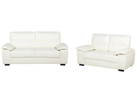  Living Room Set 5 Seater VOGAR Faux Leather Off-White